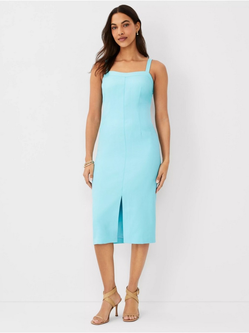 NEW ANN TAYLOR AQUA POP SWEETHEART NECK SHEATH DRESS SZ